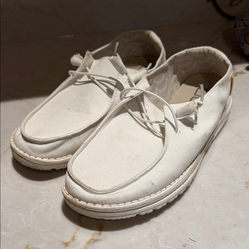 Hey Dude Men's Cream Slip-On Loafers
